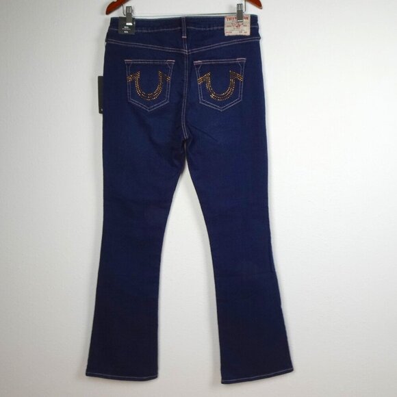 True Religion Becca Crystal Jeans Women's Size 31x33 Blue Denim Bootcut - Picture 1 of 10